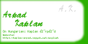 arpad kaplan business card